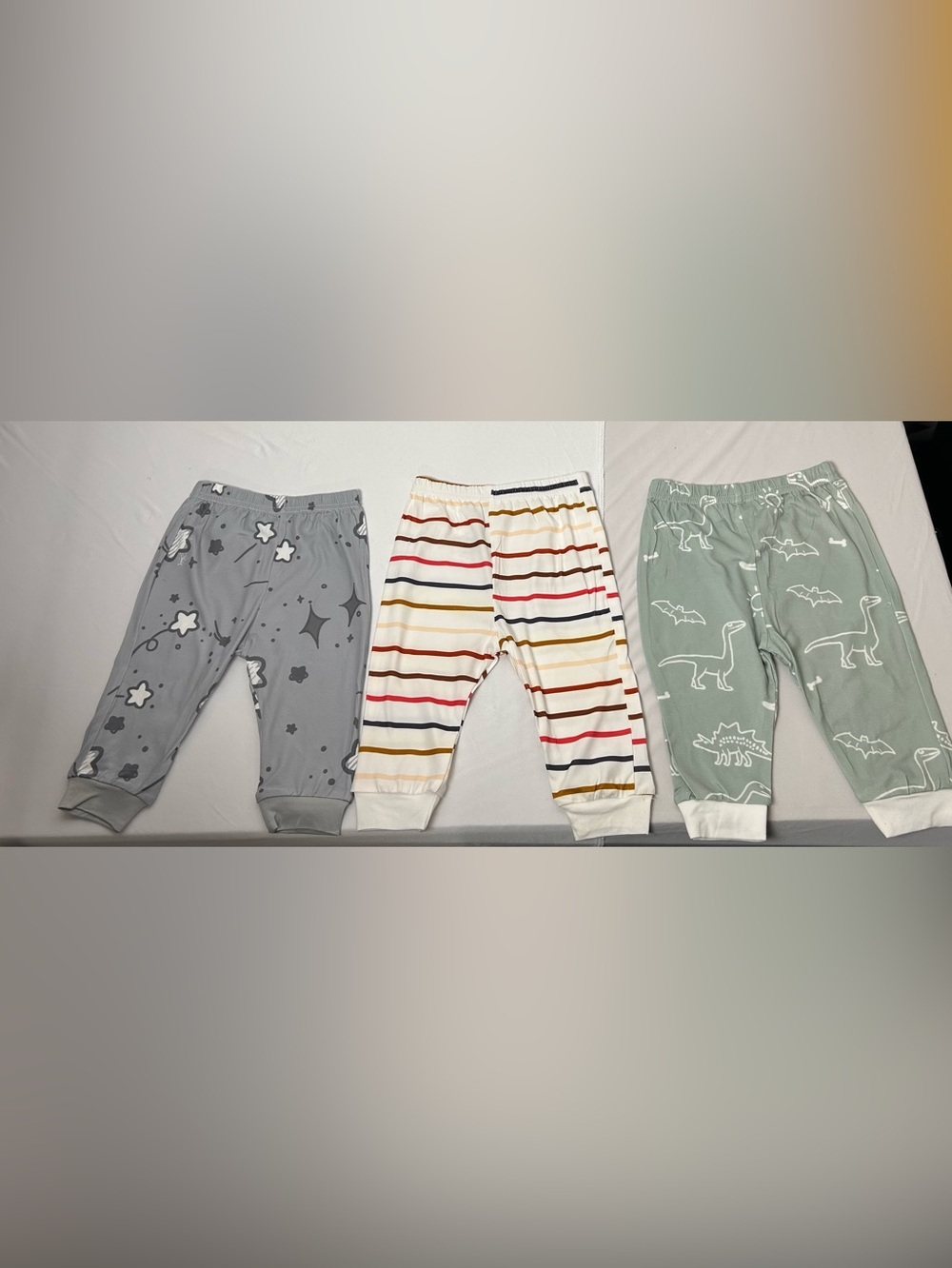Kids Cotton Pajama Pants - White with Multi-Color Stripes